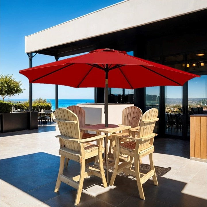 Poly-Luxe Recycled Plastic Bar Height Bistro Set for 4 with 30" Pedestal Table