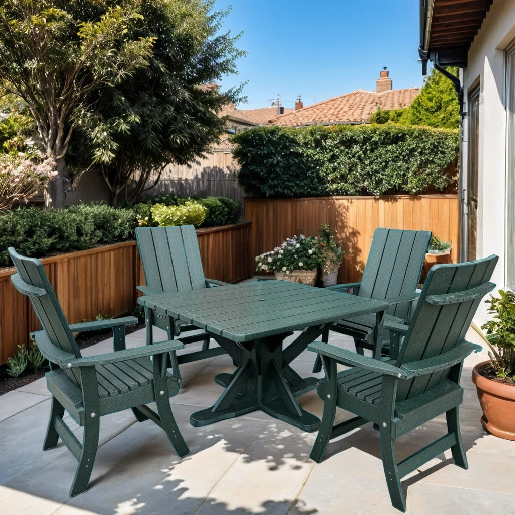 Poly-Luxe Recycled Plastic Modern Dining Set for 4 with Pedestal Table