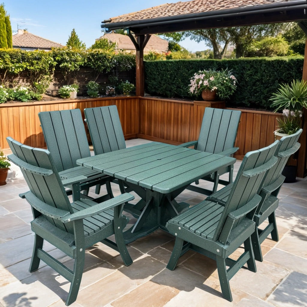 Poly-Luxe Recycled Plastic Modern Dining Set for 6 with Pedestal Table
