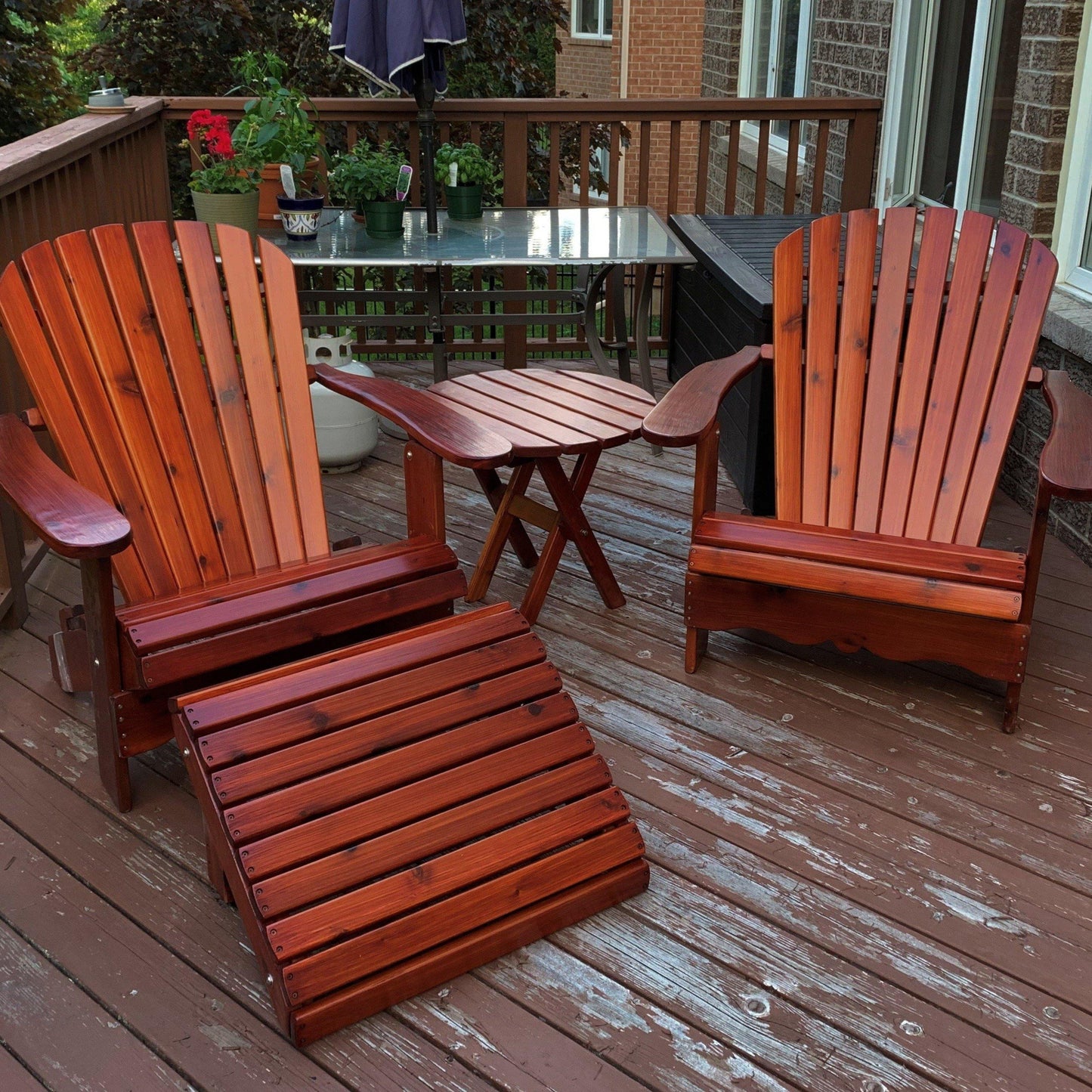 adirondack chairs on a patio