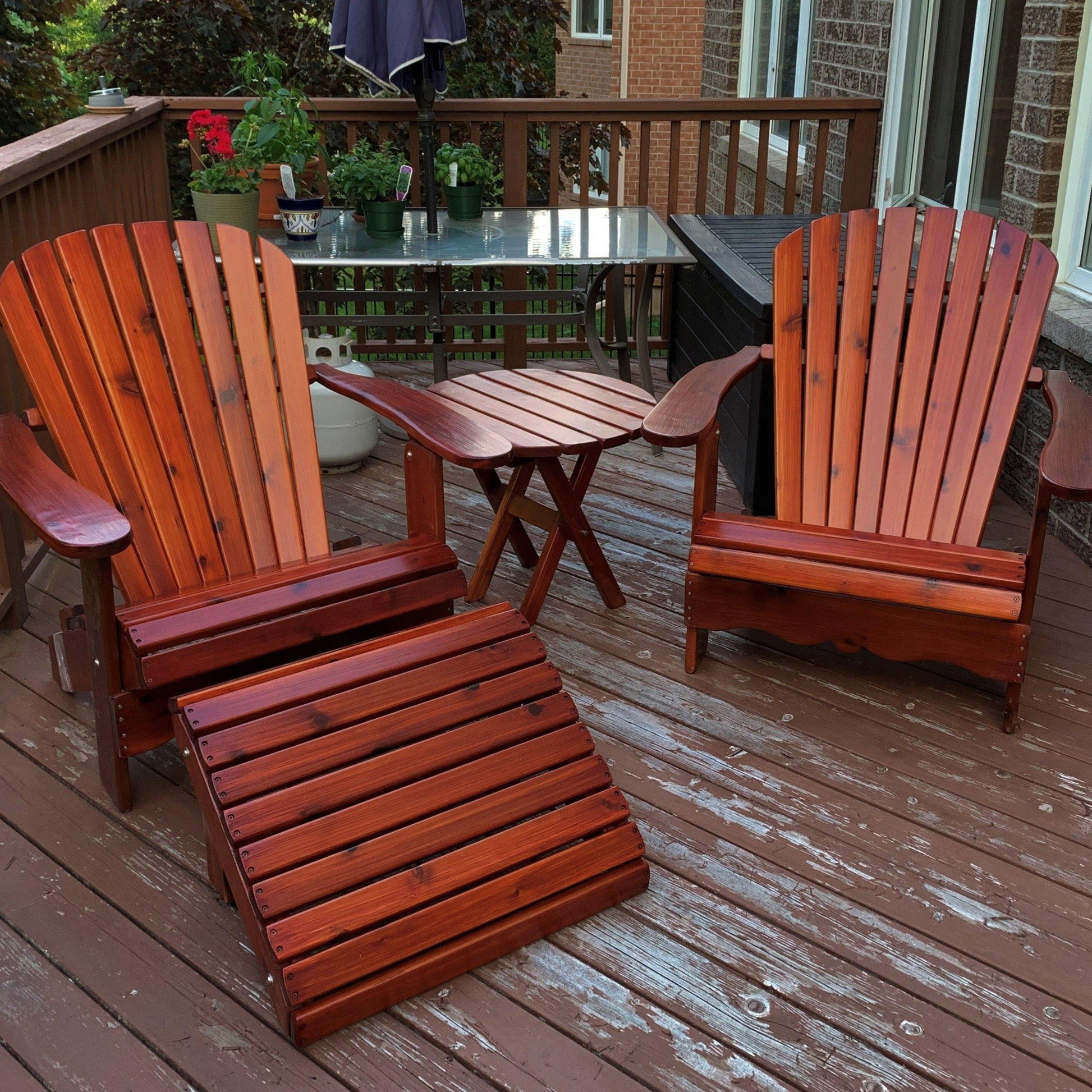 adirondack chairs on a patio