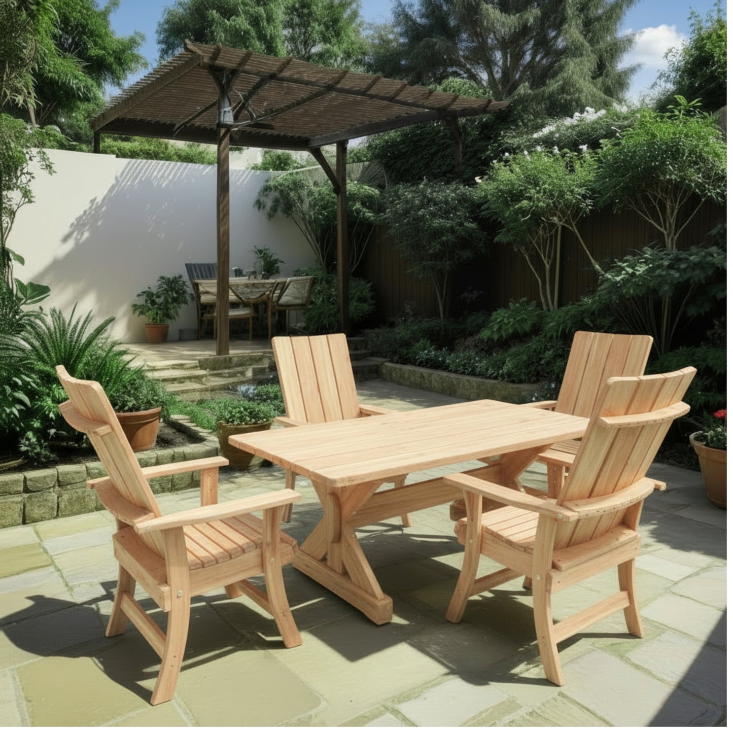 Wooden Modern Dining Set for 4 with 5' Table