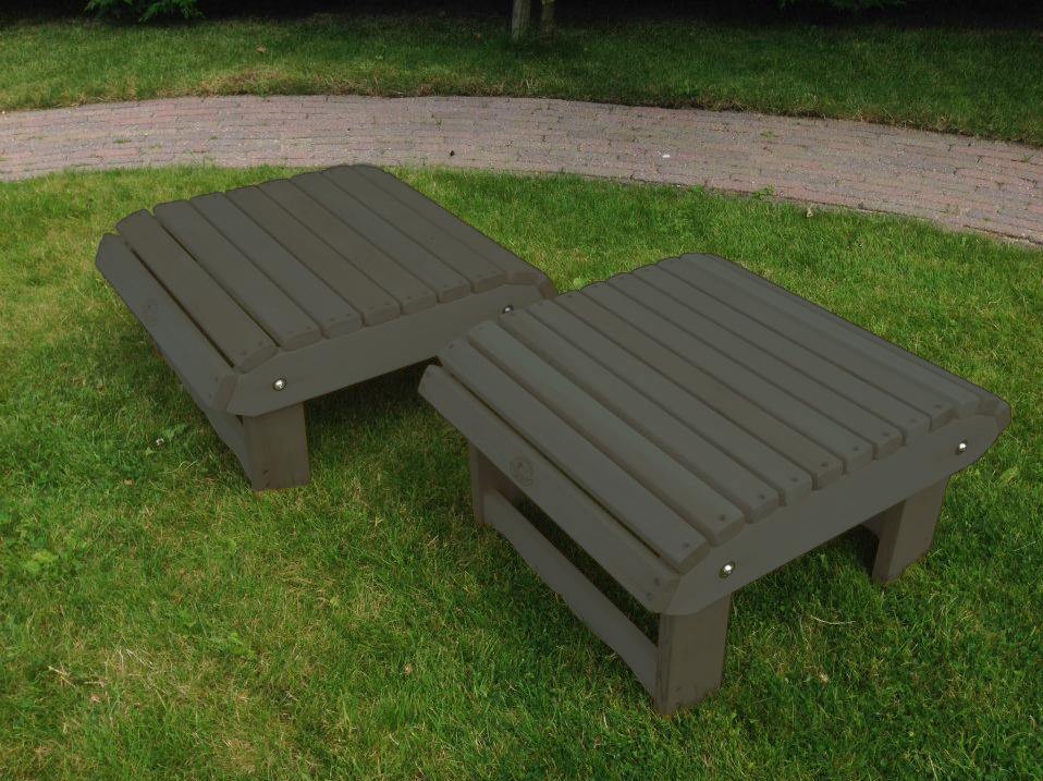 Grey Poly-Luxe 100% Recycled Plastic 2 Position Grand Adirondack Footrest Ottoman www.adirondackchaircompany.com