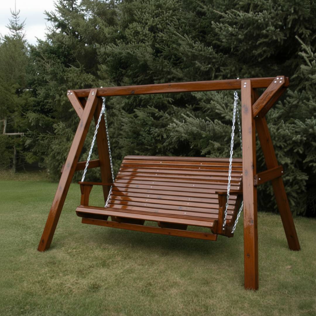 Wooden Family Porch Swing with Frame