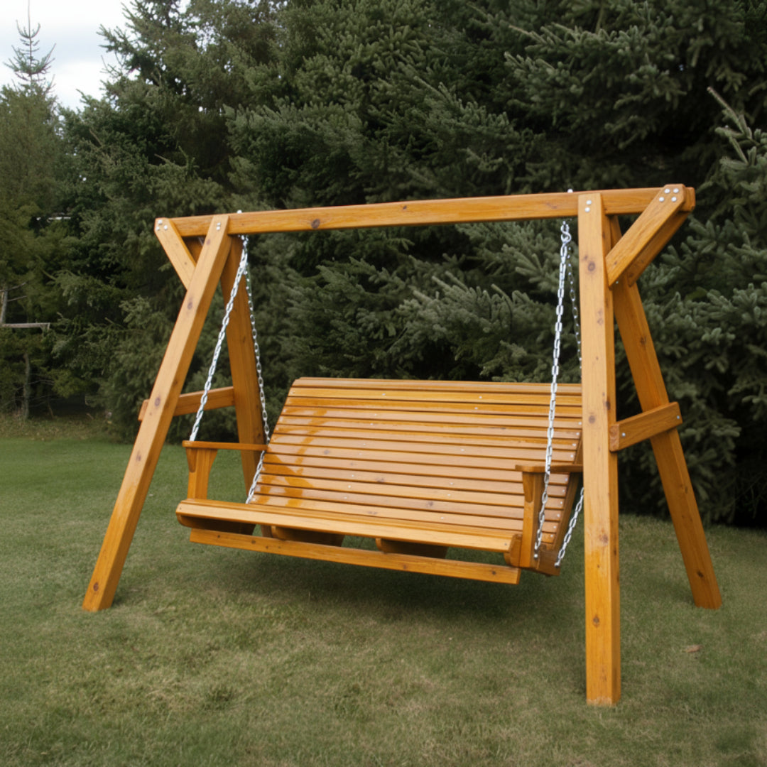 Wooden Family Porch Swing with Frame