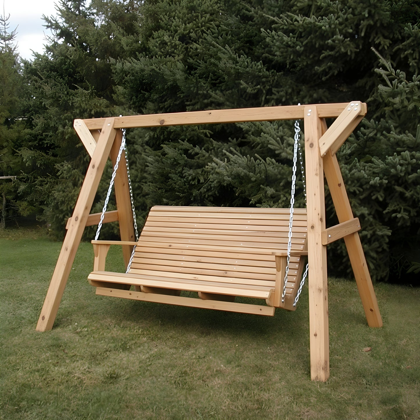 Wooden Family Porch Swing with Frame