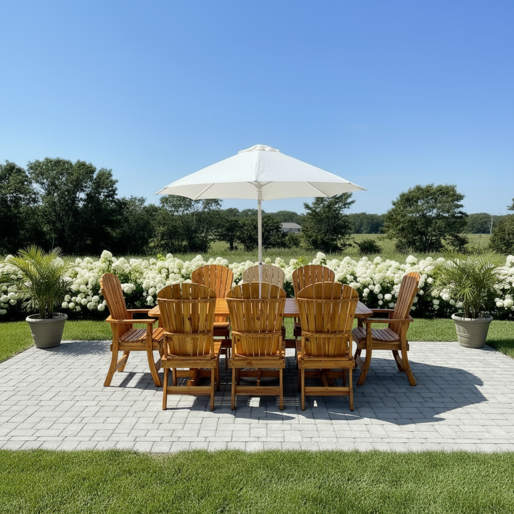 Dining Set for 8 with 6' Trestle Table