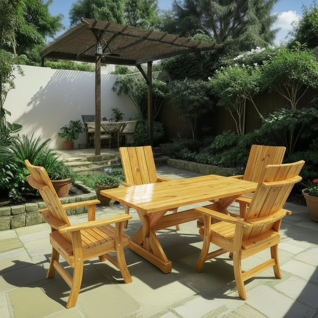 Wooden Modern Dining Set for 4 with 5' Table