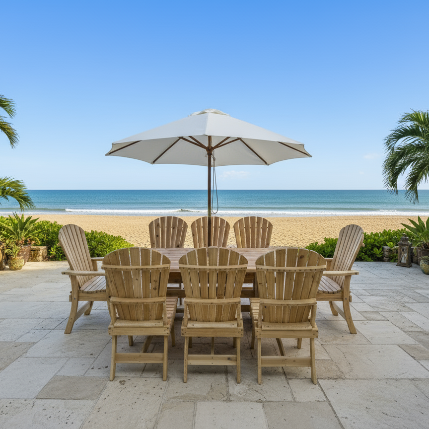 Dining Set for 8 with 6' Trestle Table