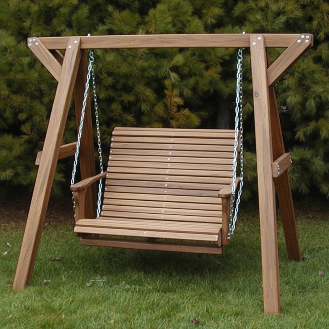 Wooden Lovers Porch Swing with Frame