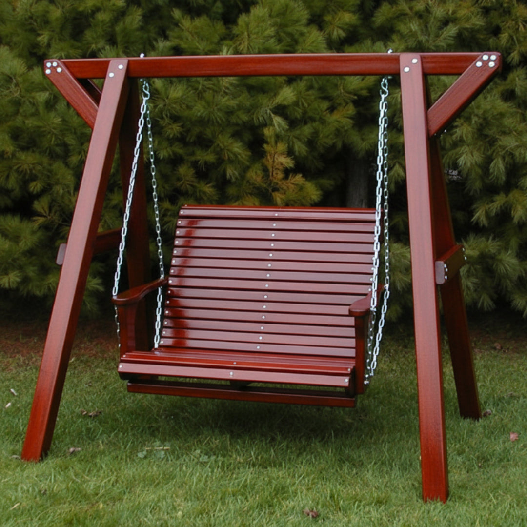 Wooden Lovers Porch Swing with Frame