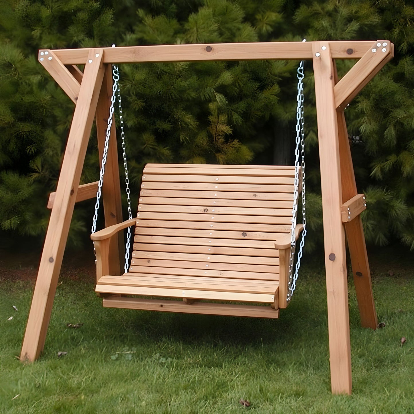 Wooden Lovers Porch Swing with Frame