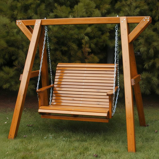 Wooden Lovers Porch Swing with Frame