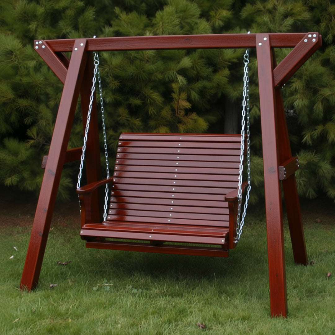 Wooden Lovers Porch Swing with Frame