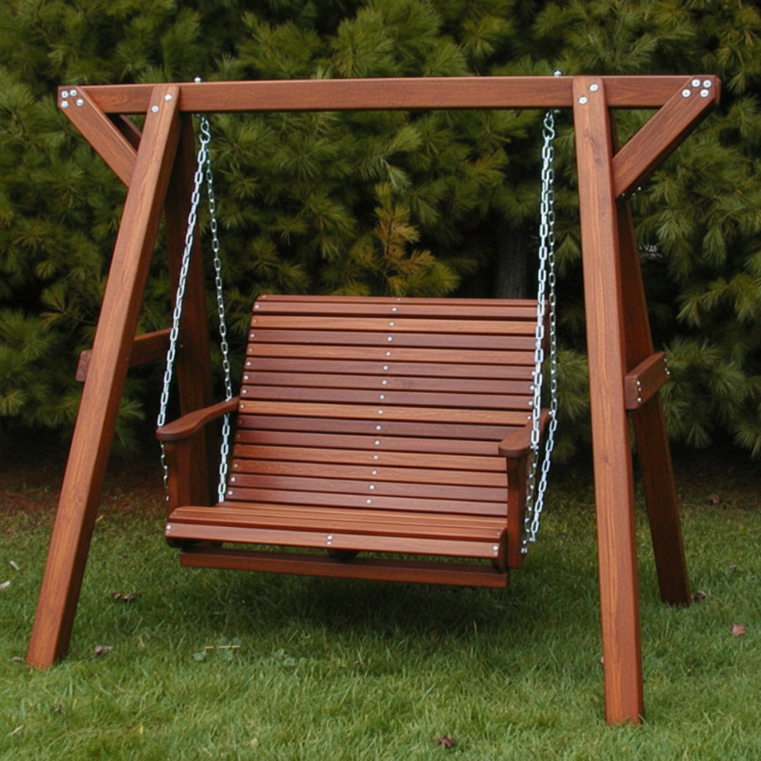 Wooden Lovers Porch Swing with Frame