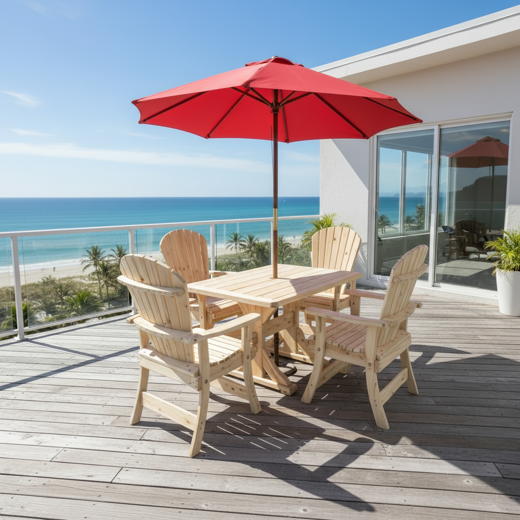 Dining Set for 4 with 4' Trestle Table