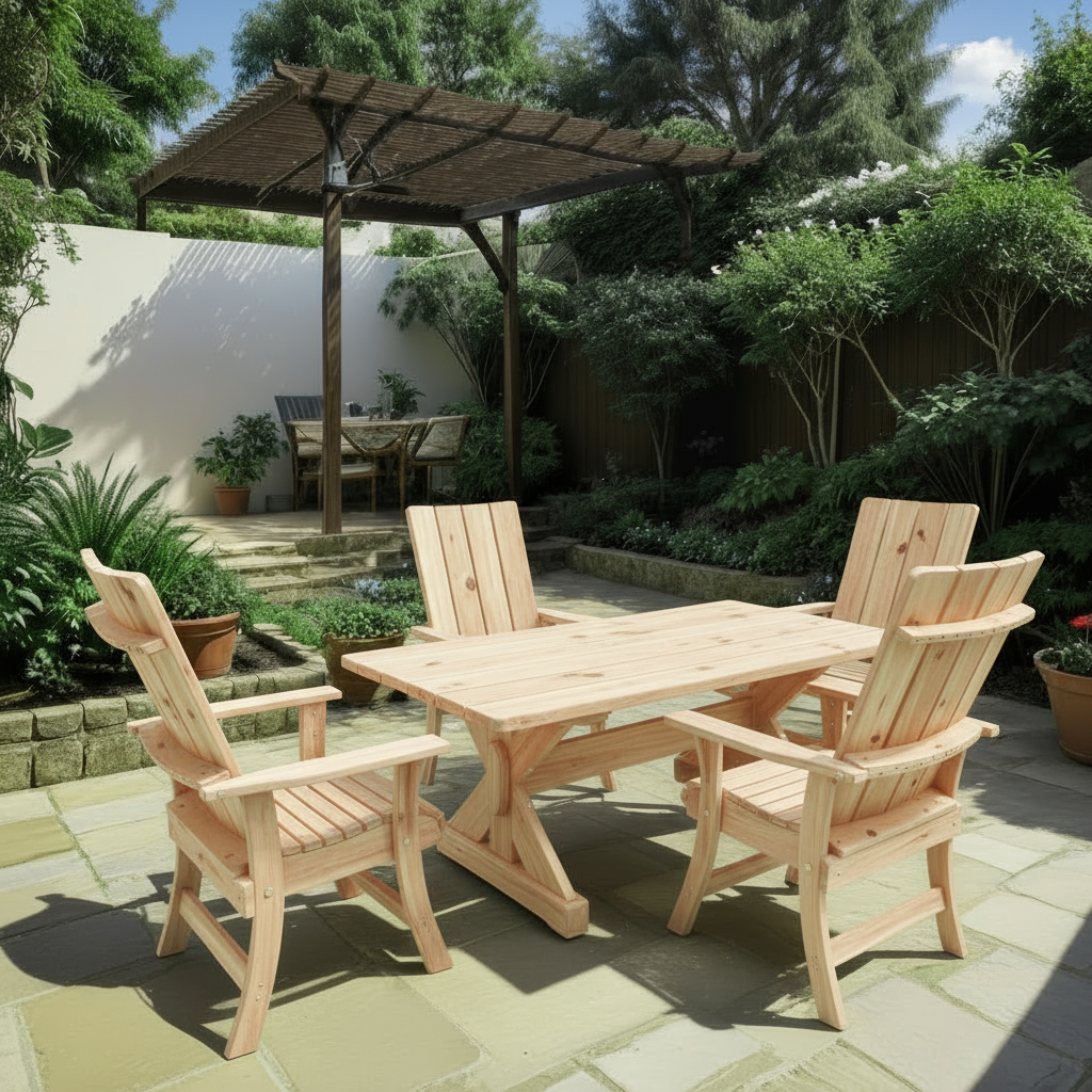 Wooden Modern Dining Set for 4 with 5' Table