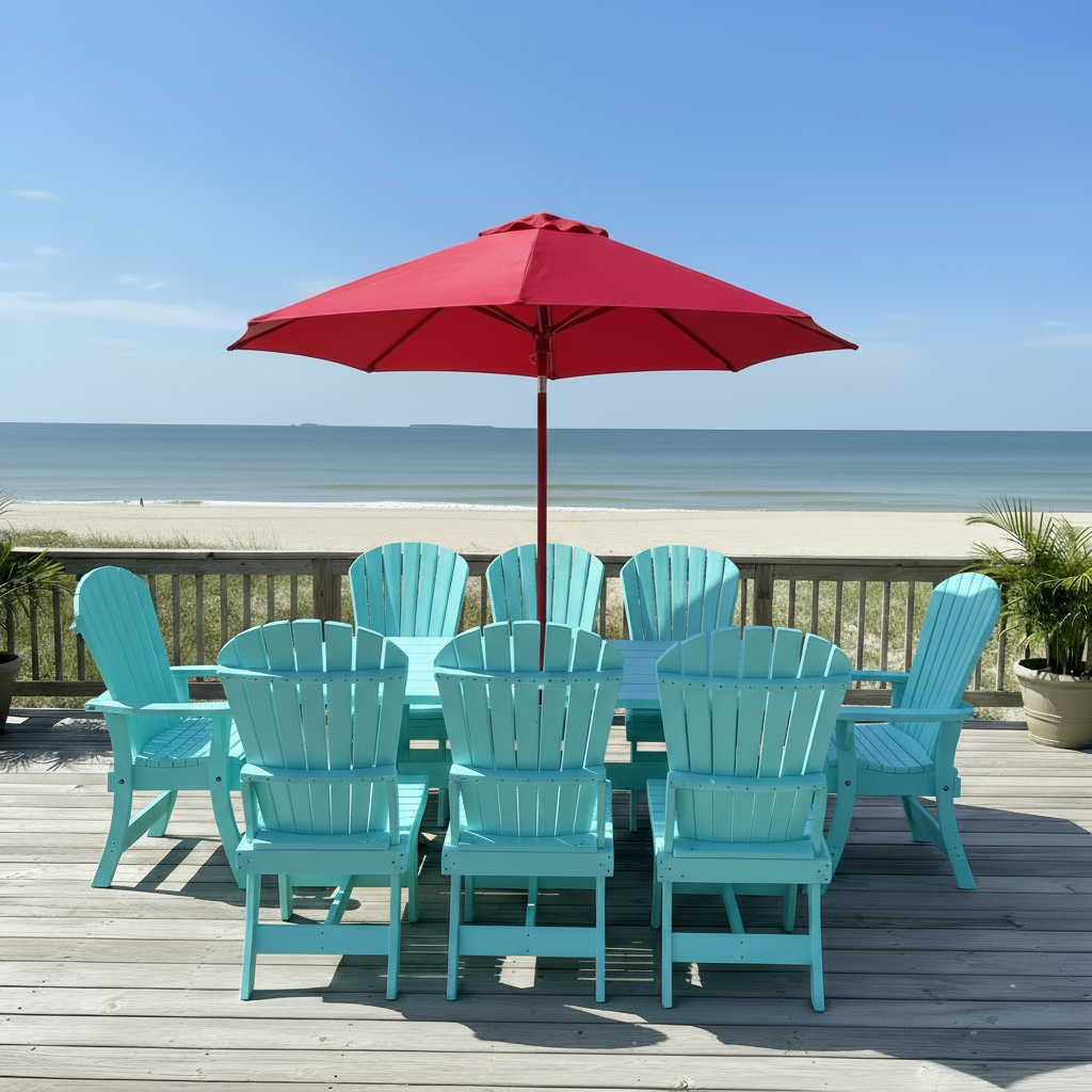Poly Dining Set for 8 with 6' Trestle Table