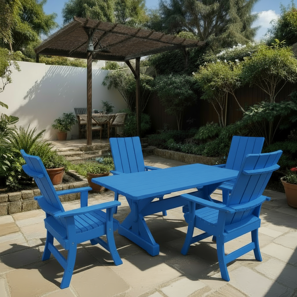 Poly-Luxe Recycled Plastic Modern Dining Set for 4 with 5' Table