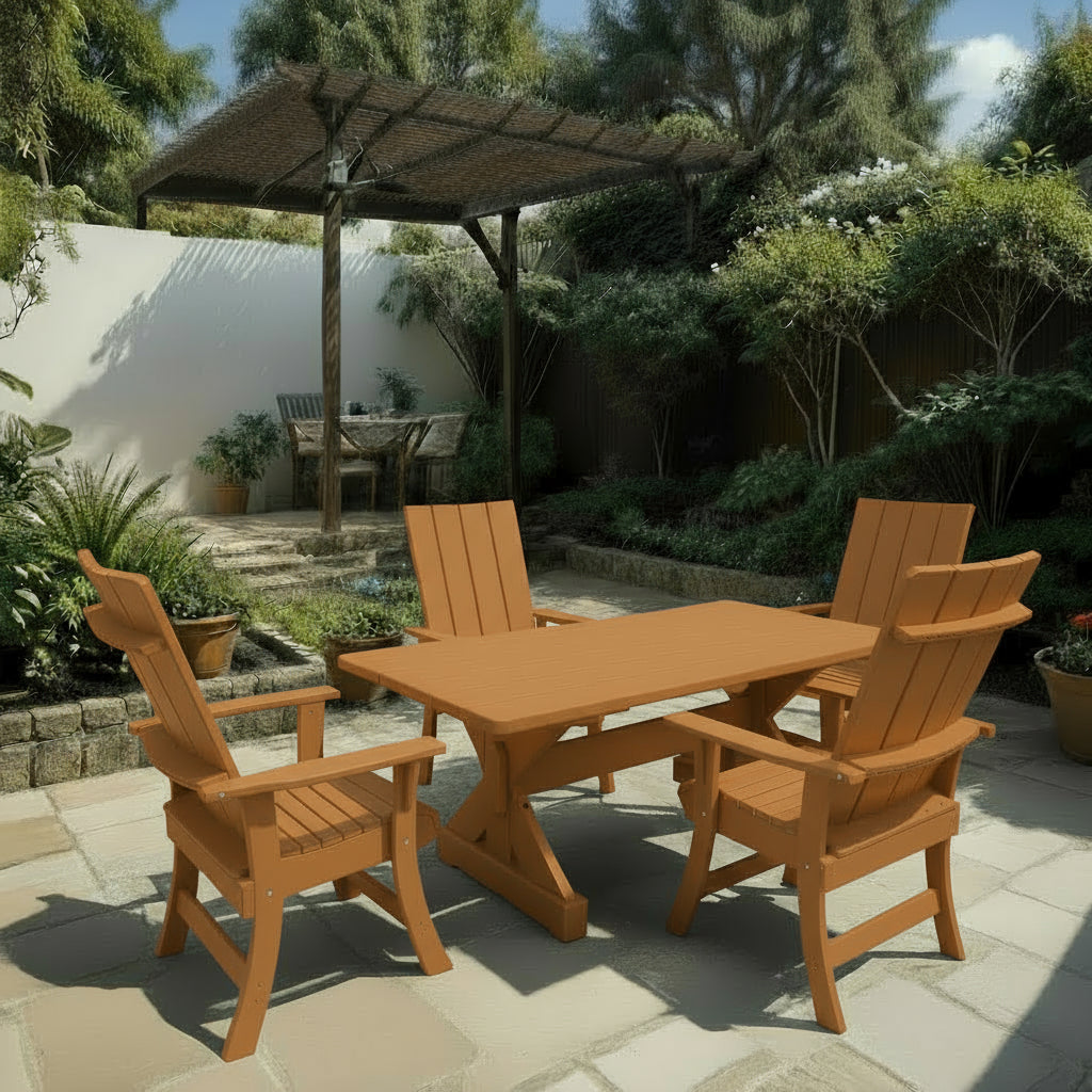 Poly-Luxe Recycled Plastic Modern Dining Set for 4 with 5' Table