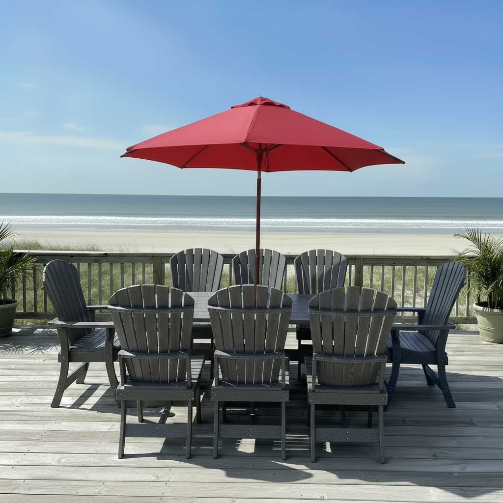 Poly Dining Set for 8 with 6' Trestle Table