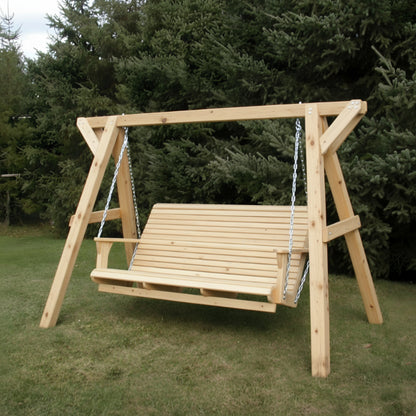 Wooden Family Porch Swing with Frame