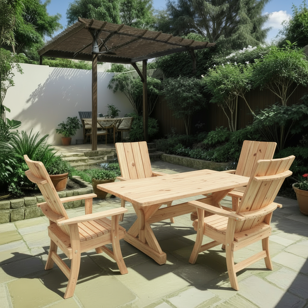 Wooden Modern Dining Set for 4 with 5' Table