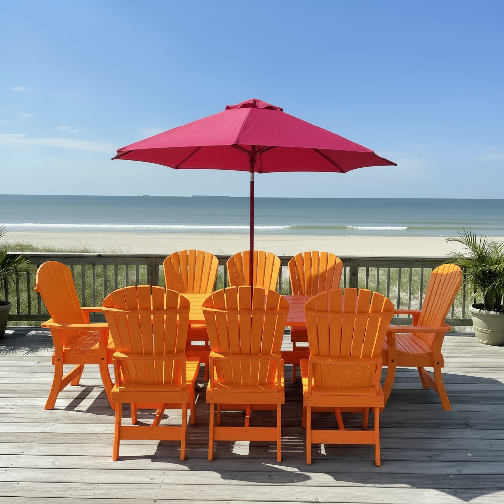 Poly Dining Set for 8 with 6' Trestle Table