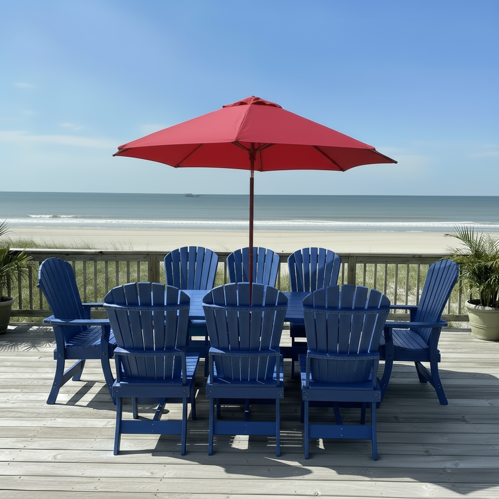 Poly Dining Set for 8 with 6' Trestle Table