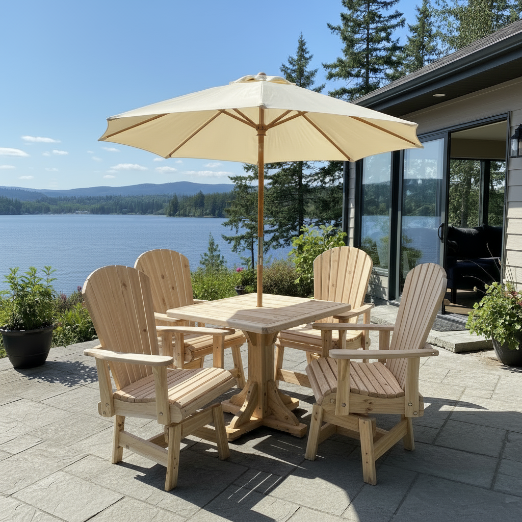 Dining Set for 4 with Pedestal Table