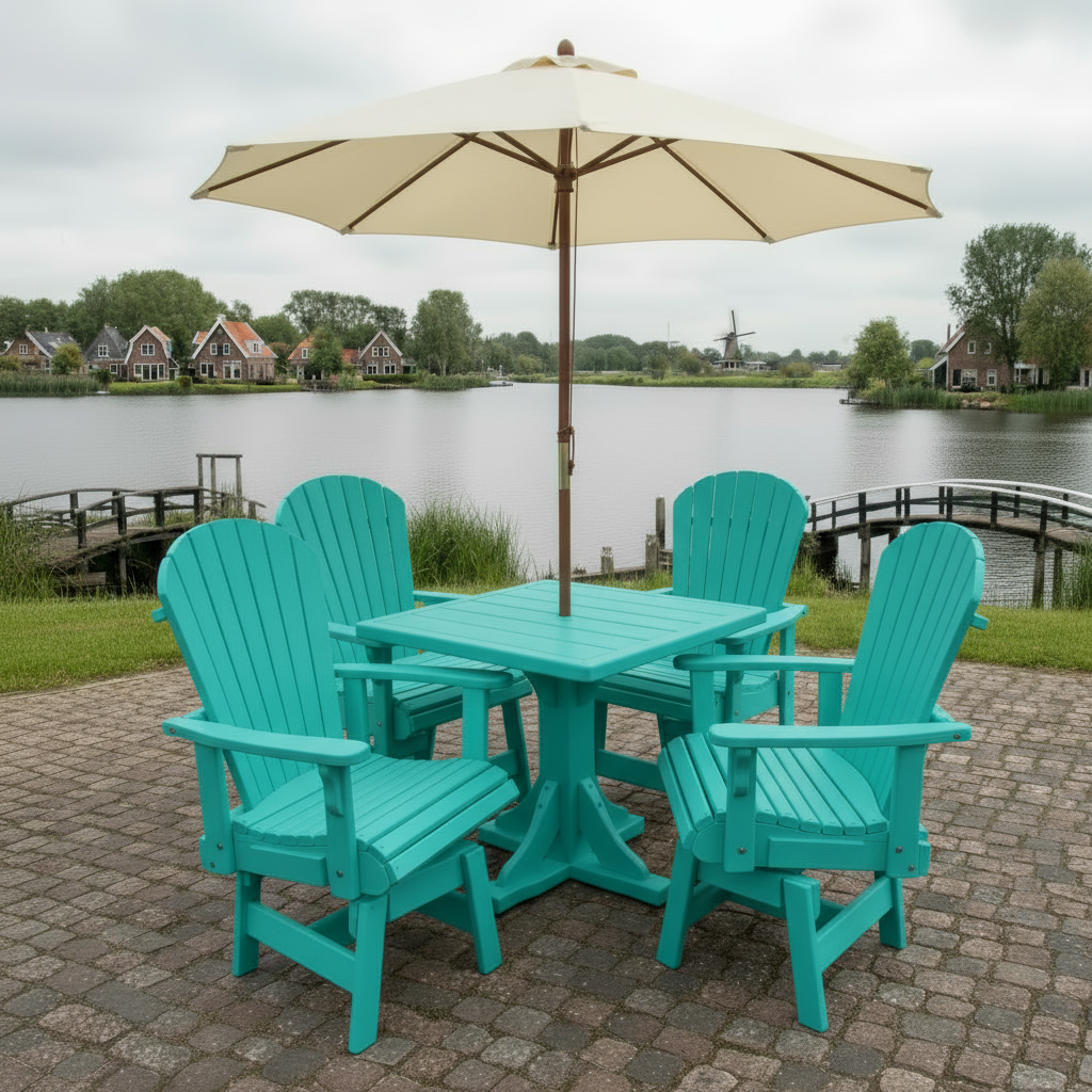 Poly Dining Set for 4 with Pedestal Table
