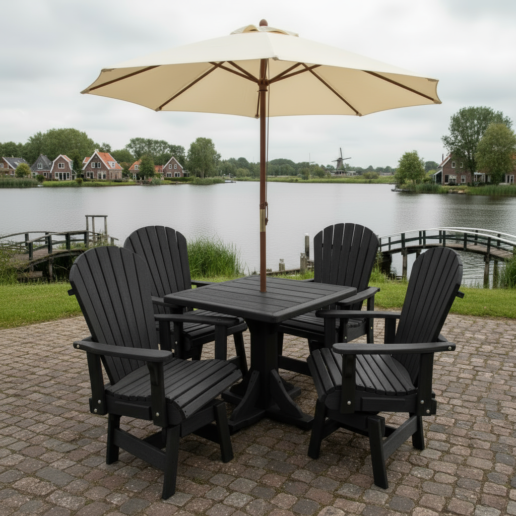 Poly Dining Set for 4 with Pedestal Table