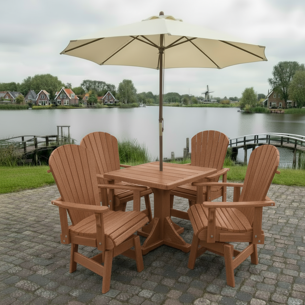 Poly Dining Set for 4 with Pedestal Table