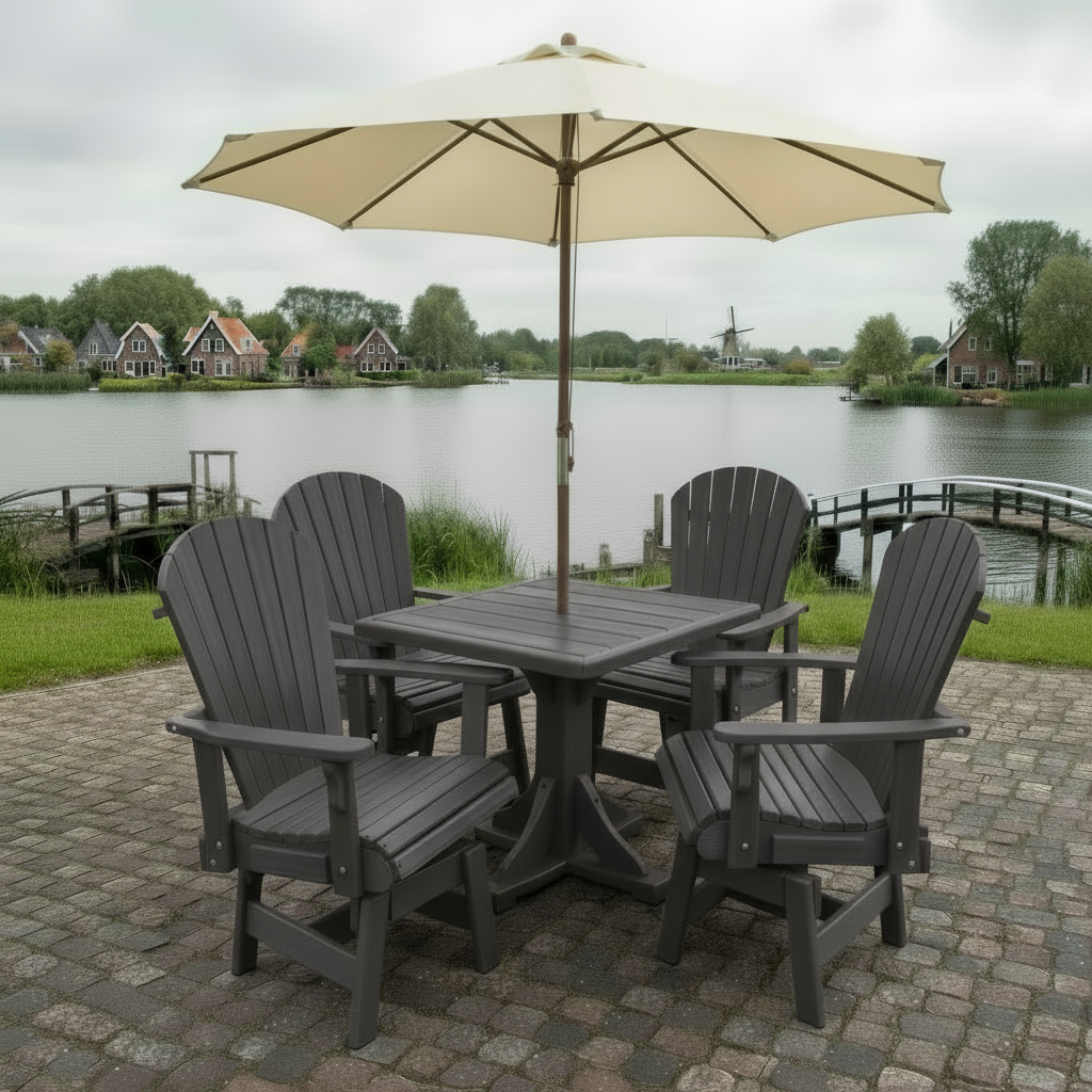 Poly Dining Set for 4 with Pedestal Table