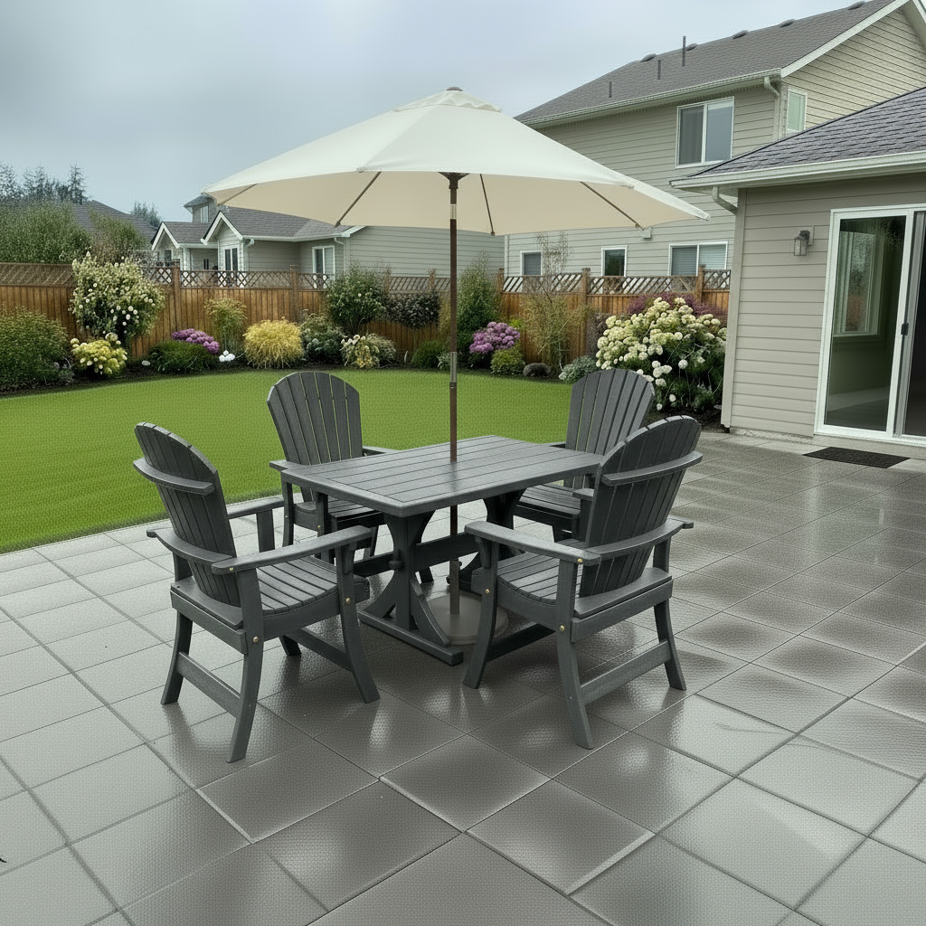 Poly Dining Set for 4 with 4' Trestle Table