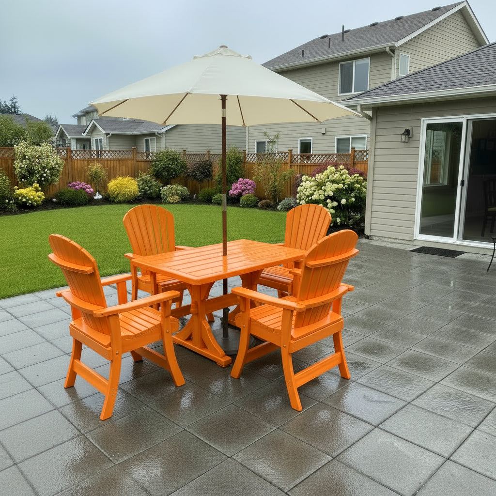 Poly Dining Set for 4 with 4' Trestle Table