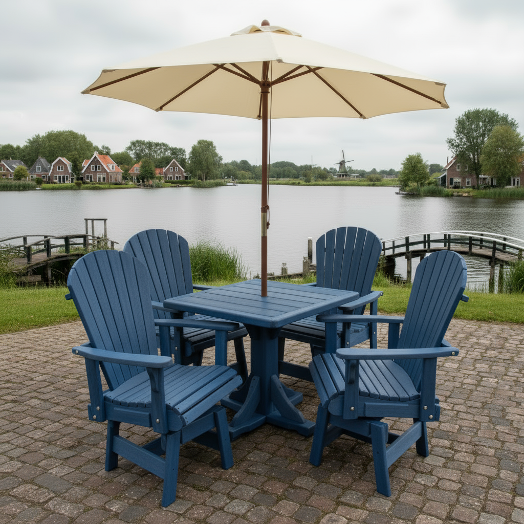 Poly Dining Set for 4 with Pedestal Table