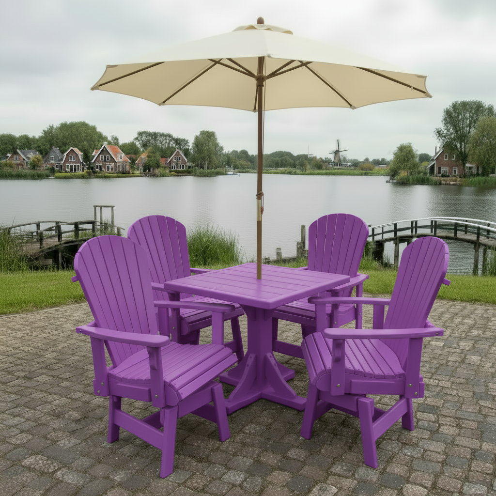 Poly Dining Set for 4 with Pedestal Table