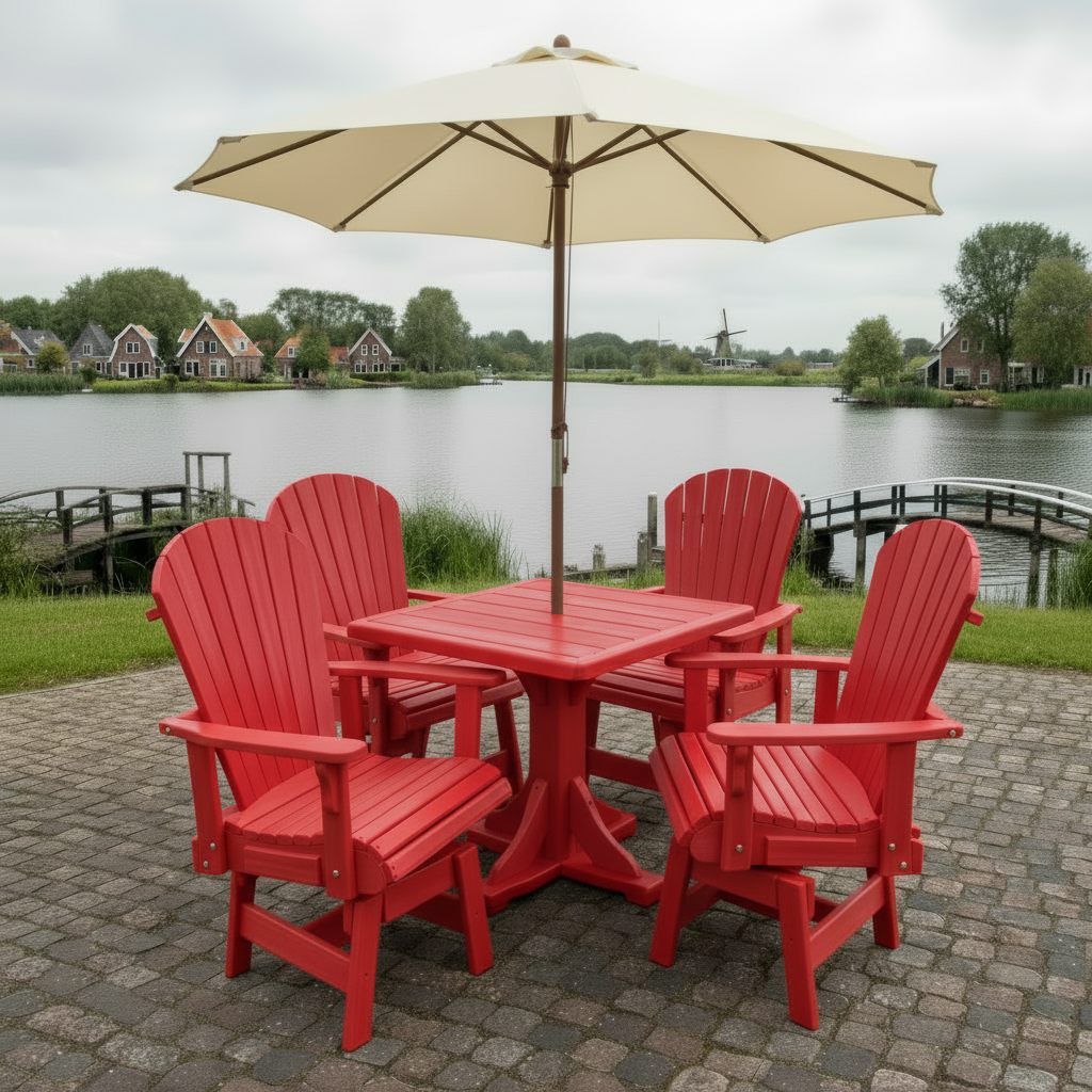 Poly Dining Set for 4 with Pedestal Table