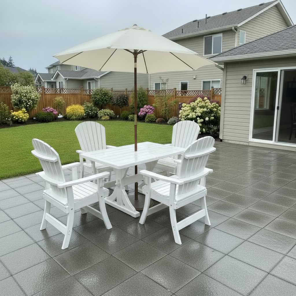 Poly Dining Set for 4 with 4' Trestle Table