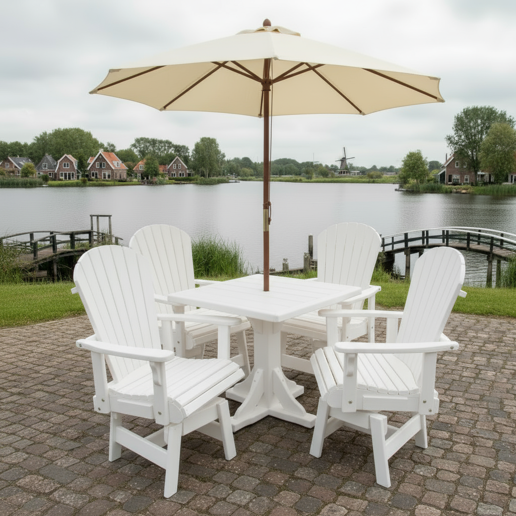 Poly Dining Set for 4 with Pedestal Table