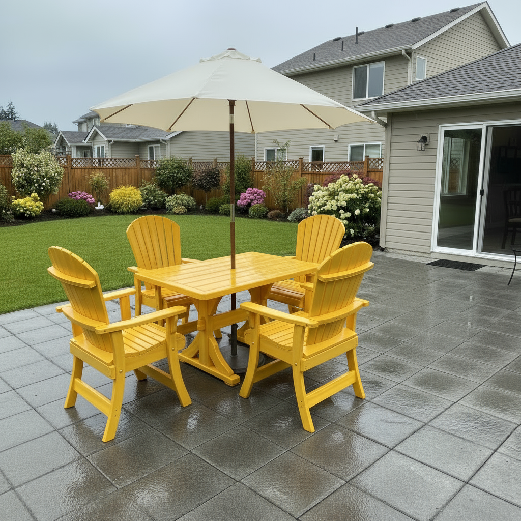Poly Dining Set for 4 with 4' Trestle Table