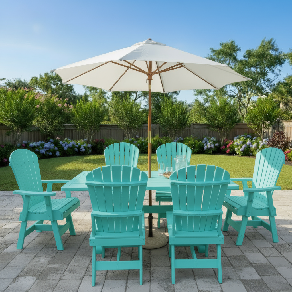 Poly Dining Set for 6 with 6' Trestle Table