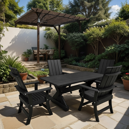 Poly-Luxe Recycled Plastic Modern Dining Set for 4 with 5' Table