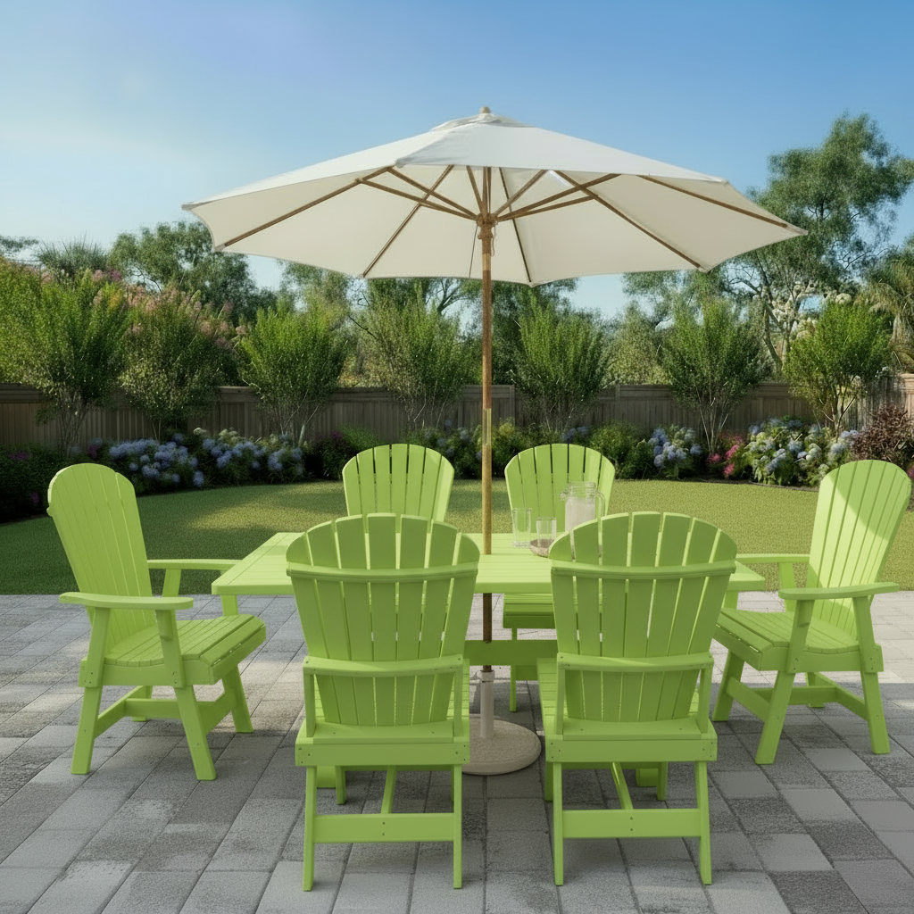 Poly Dining Set for 6 with 6' Trestle Table