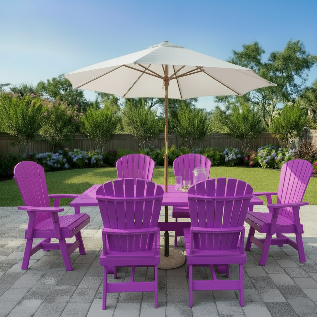 Poly Dining Set for 6 with 6' Trestle Table