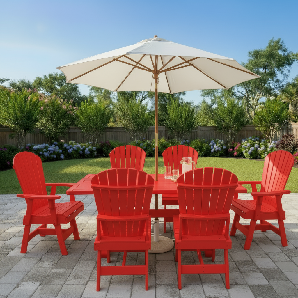 Poly Dining Set for 6 with 6' Trestle Table