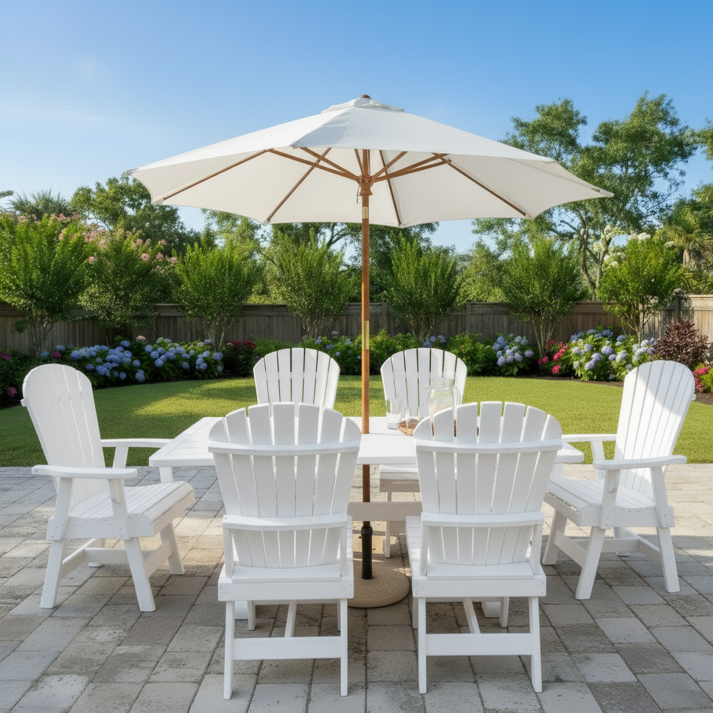 Poly Dining Set for 6 with 6' Trestle Table