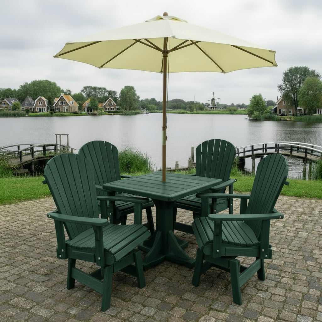 Poly Dining Set for 4 with Pedestal Table