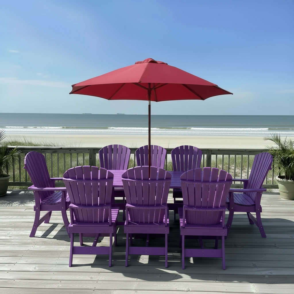 Poly Dining Set for 8 with 6' Trestle Table